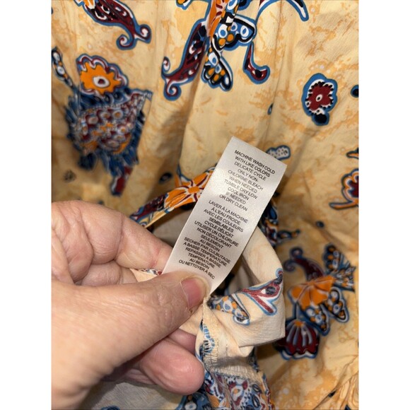 Elie ELIE TAHARI yellow Top floral paisley cotton flutter cottagecore M Women - Picture 6 of 10